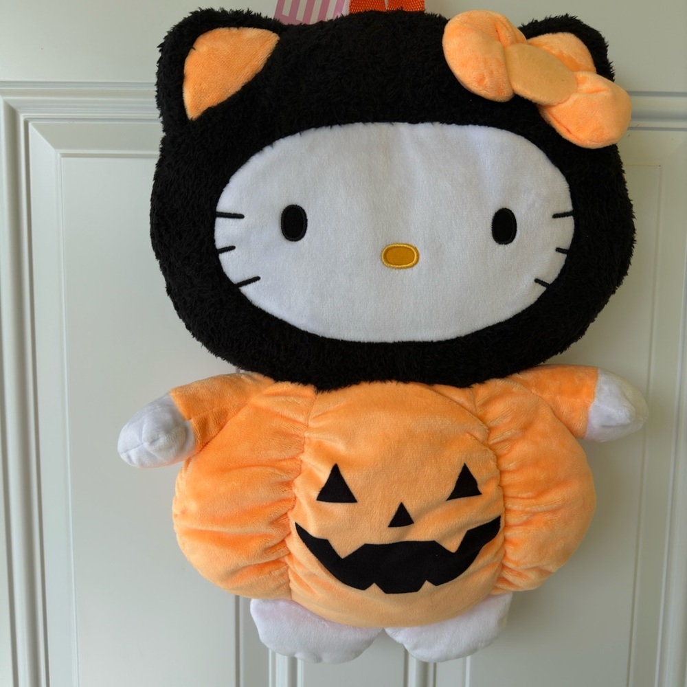Hello Kitty Halloween Plush Backpack - Black and Orange